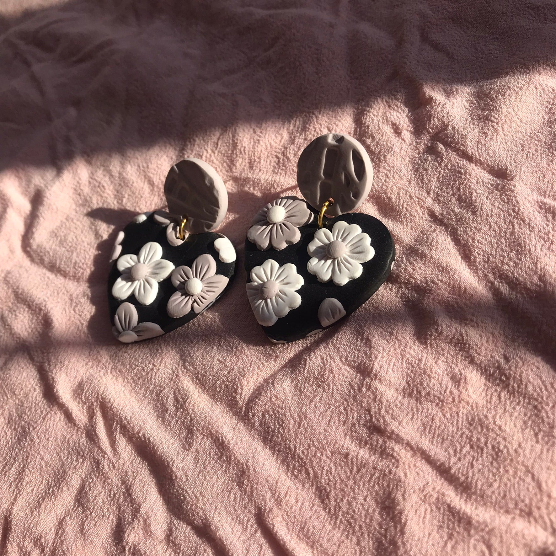 Pressed Petal Heart Earrings